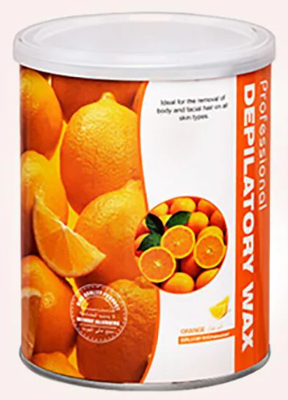 Orange soft depilatory wax can with lid